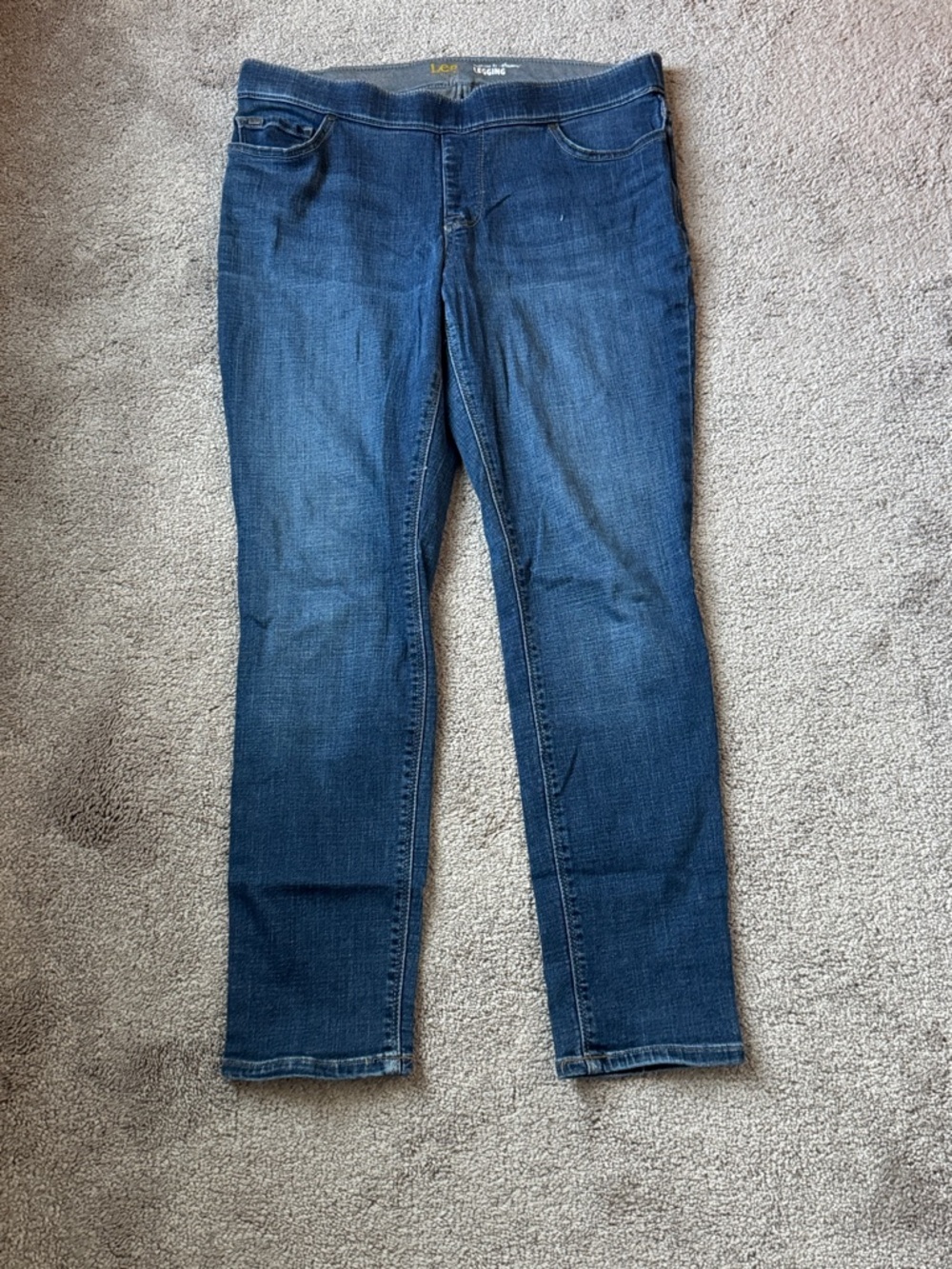 Lee Mid Rise Dream Jeggings Blue Denim Stretch Legging Fit SIZE 12